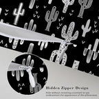 1 Pack Satin Pillowcase for Hair and Skin Funny Black and White Cactus Imitation Silk Pillowcase with Hidden Zipper Soft Breathable Smooth Cooling Pillow Cover King Size for Bedroom Sofa 20”x36”