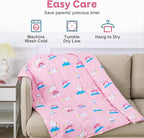 Kivik Weighted Blanket 3 lbs, Breathable Small Heavy Throw Blankets, Sleeping & Calming for Bed Couch Home School, Machine Washable, Cooling Soft Microfiber, 36x48 Inches, Pink Unicorn