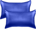Elegant Comfort 2-Piece King Satin Pillowcase Set, 20" x 40", Royal Blue, Viscose, Polyester