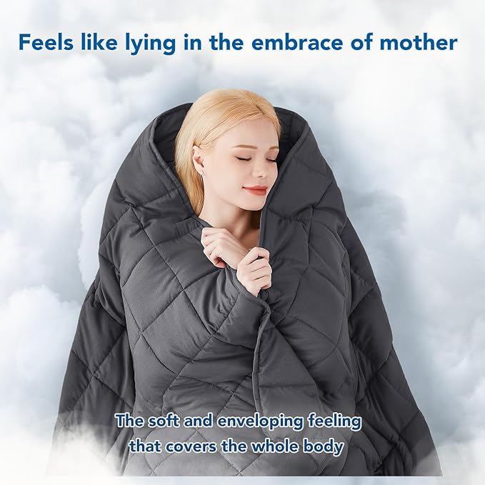 Topcee Weighted Blanket for Adults (15 lbs, 48" x 72") Twin Size Soft Cooling Heavy Blanket Sleeping, Apply to 130-160 lbs Body, Thick Breathable Blanket with Glass Bead, Easy Care
