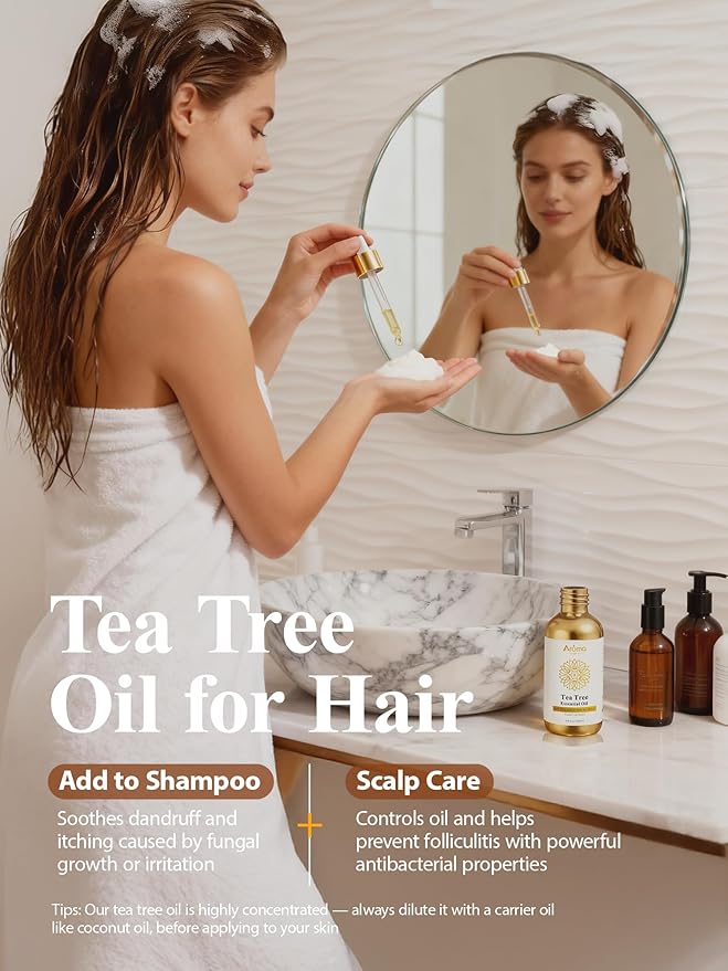 100% Pure Tea Tree Oil 4 fl oz - Tea Tree Oil for Skin for Hair - Essential Oils for Skin & Diffusers & Aromatherapy & Home Care,Candle Making, Gifts for Women - Valentine's Day Gift