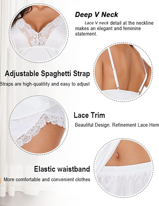 Avidlove Satin Pajamas Set Womens Lace Sleepwear Sexy Lingerie Cami Shorts Set S-XXL