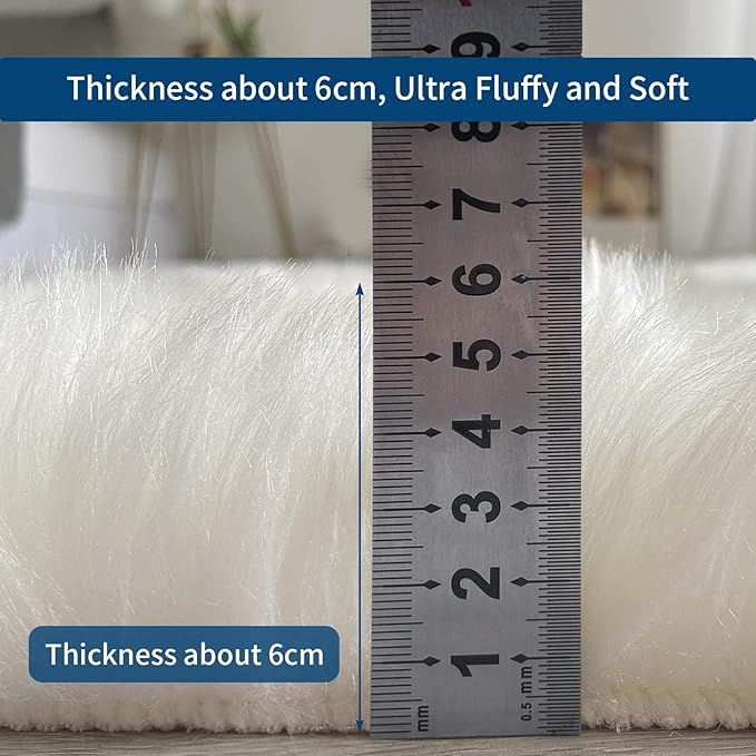 HOMBYS 10x10 Oversized Faux Fur Area Rug for Living Room Bedroom, Super Soft & Fluffy White Faux Sheepskin Play Carpet for Kids Children, Luxury Plush Furry Décor Shaggy Feet Mat for Bedside
