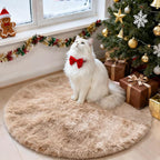 OLANLY Beige Tie-dye Round Rugs for Bedroom - Machine Washable, 3x3 Feet Circle Area Rugs for Living Room, Soft and Fluffy Shaggy Carpet for Girls and Boys, Nursery Rooms, Dorms, Home Decor Aesthetic