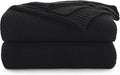 Longhui bedding Black Cotton Cable Knit Throw Blanket for Couch Sofa Chair Bed Home Decorative, 2.5 Pounds 50 x 60 Inch Lightweight Woven Throw Blankets with Bonus Laundering Bag, Machine Wash