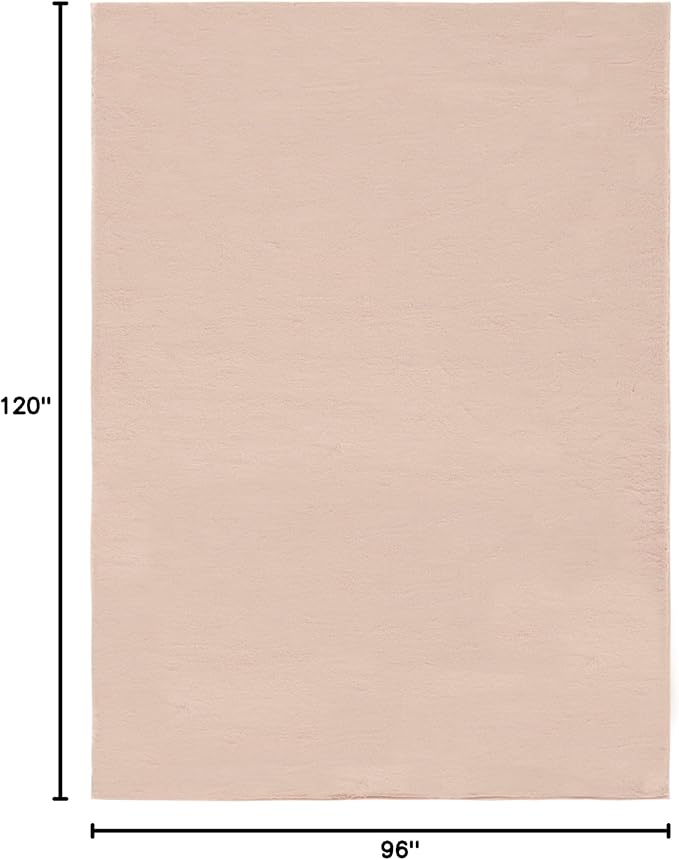 SAFAVIEH Washable Rug Faux Rabbit Fur Shag Collection - 8' x 10', Beige, Slip Resistant & Easy Cleaning, Ideal for Living Room, Bedroom, Dining Space (FRF976B)
