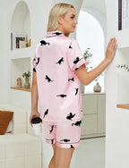 DOLOS Silk Satin Pajama Set for Women Short/Long Sleeve 2-Piece Silky Pajamas for Women Button Down Pjs Sleepwear Loungewear