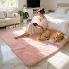 Shag Pink Rug, Rugs for Bedroom Girls Kids Room, 6x9 Ultra Soft Fluffy Area Rugs for Drom, Kids Room, Nursery, Study, Playroom, Easy Clean, Indoor Carpet for Living Room, Modern Carpet Décor
