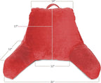 Clara Clark Reading Pillow with Shredded Memory Foam for Sitting Up in Bed and Couch, Back and Arms Adjustable Support for Adults & Teens Backrest Pillows for Reading, with Washable Cover Red