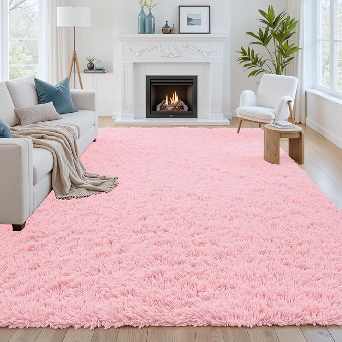 5x7 Area Rugs for Living Room Rug: Soft Fluffy Shag Pink Rugs for Bedroom, Non-Slip Large Fuzzy Plush Rug Indoor Floor Carpet for Nursery Kids Boys Girls Room, Dorms, Playroom, Modern Home Decor