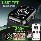 Smart Watch for Men Women, 1.85" HD Fitness Tracker with Bluetooth Calls, 5 ATM Waterproof, 130+ Sport Modes, 24/7 Heart Rate/Sleep Monitor, Pedometer, Calories, Smartwatch for Android iOS (Black)