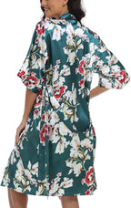 Women's Satin Robe Sets 2 Piece Nightgown Silk Pajama Sexy Floral Lingerie Lace Cami Sleepwear Night Robes