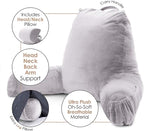 Clara Clark Reading Pillow with Shredded Memory Foam Includes 2 Neck and Lumber Support Pillows, Designed for Sitting Up in Bed and Couch, Back and Arms Adjustable Support for Adults, Grey Lavender