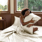 CozyLux Satin Sheets King Size Sheet Set - 4 Piece Silky King Sheets, Luxury Beige King Bed Set with Smooth and Soft Microfiber, Includes 1 Fitted Sheet, 1 Flat Sheet and 2 Pillowcases