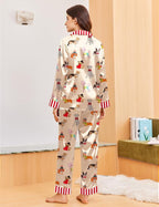 Ekouaer Silk Pajamas for Women Long Sleeve Satin Pajama Set Silky Pj Sets 2 Piece Button Down Loungewear Sleepwear