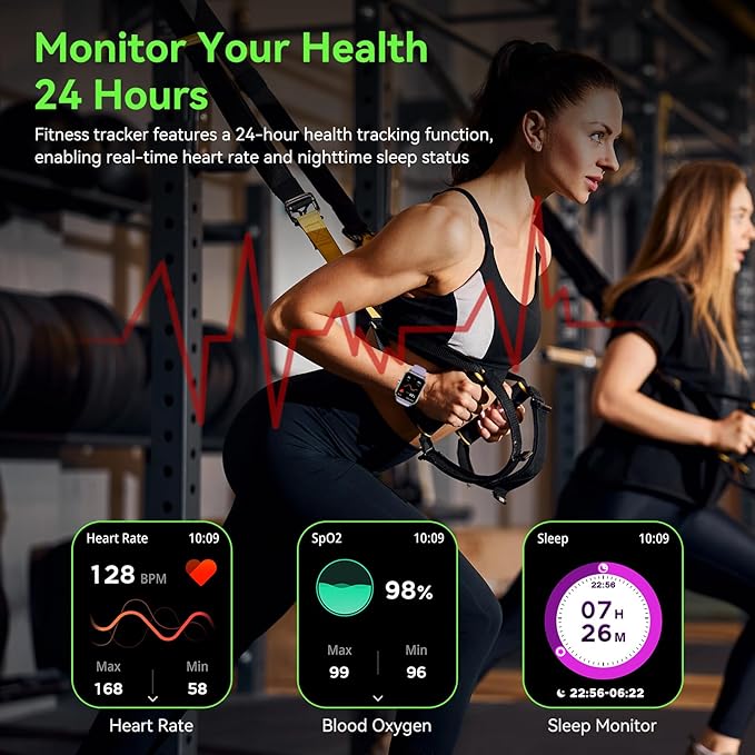 Smart Watch for Men Women, 1.85" HD Fitness Tracker with Bluetooth Calls, 5 ATM Waterproof, 130+ Sport Modes, 24/7 Heart Rate/Sleep Monitor, Pedometer, Calories, Smartwatch for Android iOS (Purple)