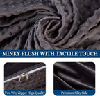 Weighted Blanket with Cover Queen Size Heavy Blanket Removable Soft Grey Blankets Microfiber Washable Heated Weighted Throw Blankets Winter Warm Weighted Comforter 25lbs, 60 * 80