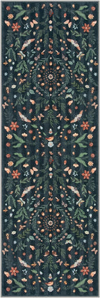 Lahome Insect Botanical 2x6 Washable Rug Runners for Hallways Non Slip, Black Bathroom Kitchen Runner Rugs Non Skid, Soft Non-Slip Entryway Indoor Carpet for Laundry Bedroom
