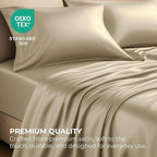 Satin Sheets California King [4-Piece, Champagne Gold] Hotel Luxury Silky Bed Sheets - Soft Microfiber Sheet Set, Wrinkle, Fade, Stain Resistant - Deep Pocket Fitted Sheet, Flat Sheet, Pillow Cases