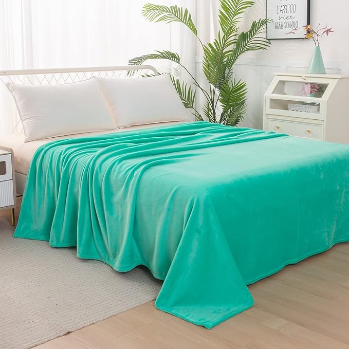Elegant Comfort Luxury Velvety Feel Blanket, All-Season Lightweight Blanket, Ultra Plush, Soft, Cozy-Fuzzy Flannel Fleece for Couch, Sofa, Bed, Travel, Solid Design, King/California King, Tiffany