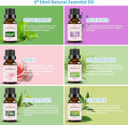 Oil Diffuser & Essential Oils Set - Oil Diffuser 150ml with 6 Essential Oils Set, Aromatherapy Cool Mist Oil Diffusers for Essential Oils, Auto Shut-Off，7 Colors Night Light,Gifts for Mom