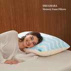 Dreamara Cooling Bed Pillows Queen Size Set of 2 – Adjustable Loft Shredded Memory Foam Pillows for Side, Back & Stomach Sleepers, Supportive & Breathable for Hot Sleepers (Blue)