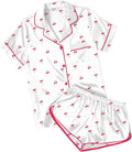 Ekouaer Womens Silk Satin Pajamas Short Sleeve PJS Shorts Set Soft Button Down Sleepwear 2 Piece Loungewear S-5XL
