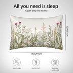 Silk Like Pillowcase for Hair and Skin Herbs and Wildflowers 1 Pack Satin Pillowcase with Hidden Zipper Soft Breathable Smooth Cooling Pillow Cover King Size for Bedroom Sofa 20”x36”