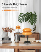 Mushroom Table Lamp for Bedroom, Cordless Mid Century Modern Lamp, Cute Egg Tart Small Night Light, 5000mAh Rechargeable Table Light for Living Room Nightstand Home Mushroom Decor Aesthetic (Copper)