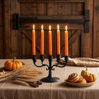 12-Pack Neon Orange Taper Candles, 10 Inch Unscented Dripless Candlesticks, Long-Lasting Burn Time of 7-8 Hours, Perfect for Fall Harvest Halloween Thanksgiving Dinners Parties and Home Décor
