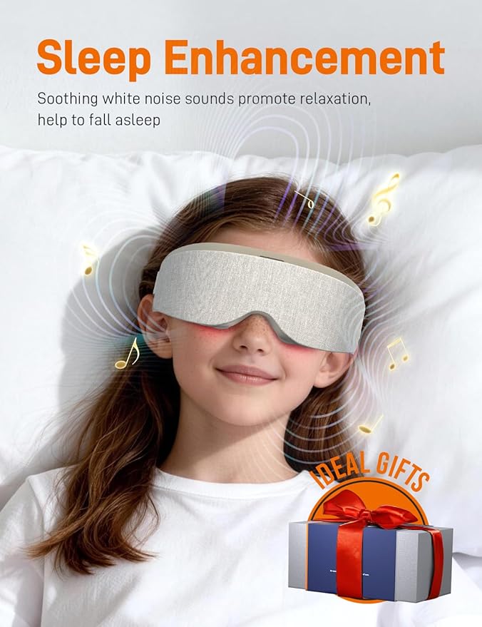 EVA BELLE Eye Mask Sleeping Mask for Computer Users, Christmas Birthday Gifts for Women Men Teenagers Old Man, Sleep Improvement with Bluetooth Music, Sleep Mask for Eye Strain, Gray