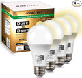 Qualilux Dusk to Dawn LED Light Bulbs Outdoor, Automatic On/Off, 60W Equivalent, Warm White 3000K, Energy Efficient 9.5W, 850 Lumen, A19, E26 Base, 4-Pack, HQ-H009