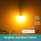 Qualilux Dusk to Dawn Bug Light Bulbs Outdoor, 1900K Amber Yellow, 600 Lumen, LED 9.5W, A19 E26, 2-Pack, HQ-H017