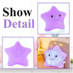 Kids Decorative Pillow,Cute Star LED Light Up Pillow Gift for Girls Women Birthday Unique Throw Pillows Bedroom Couch Office Lumbar Back Cushion Purple Plush Pillow Stuffed Toy
