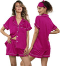 WJing Yi Jia 5Pcs Womens Soft Satin Pajama Set XS-4XL Button-Down Silk Pajamas Floral Sleepwear Bridal Pjs Lounge Pj Sets