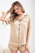 Women's Pajamas Set Sleepwear with Short Sleeve Top & Elastic Waist Shorts
