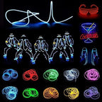 JIGUOOR EL Wire Battery Pack 16.4ft / 5m Bright Neon Light Strip 360° Illumination Neon Tube Rope Lights for DIY, Festival, Party Decoration, Pub, Halloween, Chrismas (16.4ft / 5m, Fluorescent Green)