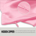 Silk Pillow Cases 2 Pack Soft Breathable and Sliky King Size Pillow Cases Set of 2,Natural Mulberry Silk Pillowcase Set of 2 for Hair and Skin with Hidden Zipper (Pink,20"X 36",2pcs)