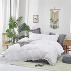 Cottonight Ruffle White Comforter Set California King Farmhouse Shabby Bedding Comforter Set Ruffled Friange White Blanket Quilts Soft Breathable Bedding Set for Cal King Bed