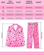 Womens Satin Pajama Set 2 Piece Silk Long Sleeve Pjs Soft Button Down Loungewear Sleepwear