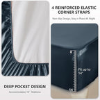 CozyLux Satin Sheets Full Size Sheets - 4 Piece Silky Full Size Bed Sheets, Luxury Steel Blue Full Bed Set with Smooth and Soft Microfiber, Includes 1 Fitted Sheet, 1 Flat Sheet and 2 Pillowcases