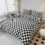 CLOTHKNOW Black White Plaid Full Size Comforter Set 3Pcs Grid Bedding Comforter Sets Soft Checkered Comforter with 2 x Pillow Cases