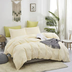 Cottonight Ivory Comforter Set Queen Beige White Bedding Comforter Set Full Off White Solid Blanket Quilts Cotton Modern Soft Breathable Modern Simple Ivory Bedding Set for Women Men Queen Bed
