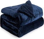Cottonblue Weighted Blanket 20lbs 60x80 Inches, Navy Blue Sherpa Blanket Throw Sofa Bedding Heavy Blanket for Adults, Soft Cozy Fleece Blanket On Queen Bed, Plush Fleece Minky 20 lb Weighted Blanket