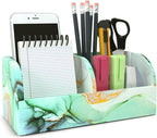 QIELIZI PU Leather Supply Organizer,Remote Control Holder Multifunctional Office Stationery Storage Box Organizer,Pencil Holders Organizers Table Top Desktop Desk Accessories(1-Splash Ink)