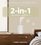 Onaboviva Essential Oil Diffuser - 2.4MHz Ultrasonic Ceramic Diffuser for Home, 120ml, Pulse&Continuous Mist, Bright/Dim/Breathing Lighting, Waterless Auto-Off, Aromatherapy Diffuser with USB Cable