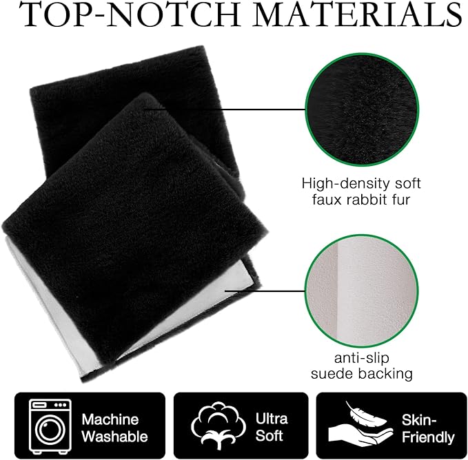 duduta Black Faux Fur Dresser Runner, Soft Fluffy Coffee Table Runner Nightstand Cover Winter Holiday Decor 11.8 in x 31.5 in