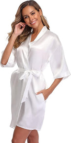 Robe for Women Silky Lightweight Satin Kimono Bride Bridesmaids Wedding Party Robes Dressing Gown Summer Loungewear