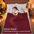 yescool Weighted Blanket for Adults (20 lbs, 60” x 80”, Red) Cooling Heavy Blanket for Sleeping Perfect for 190-210 lbs, Queen Size Breathable Blanket with Premium Glass Bead, Machine Washable