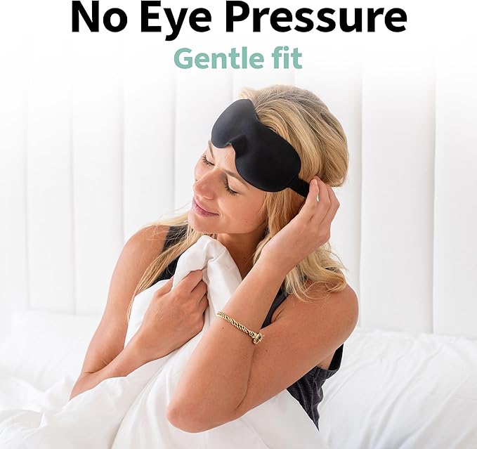 Nidra Contoured Sleep Mask for Men Women – Zero Pressure Fit, Light Blocking Eye Shade for Side Sleeping & Travel – Black, Small Size